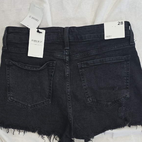 Forever 21 Dark Denim Distressed Shorts - Picture 2 of 5